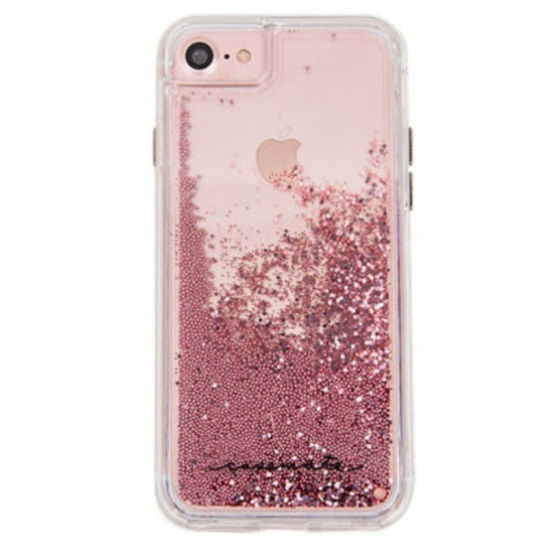 Case-Mate Waterfall Shimmer Case for Apple iPhone SE (2020), 8, 7, 6s, 6 - Rose Gold / Clear